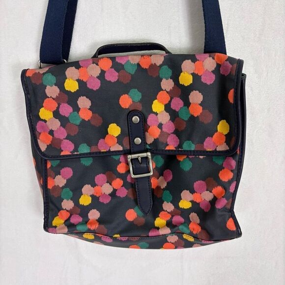Fossil Navy with Colorful Dot Print Coated Canvas Messenger Bag - Picture 2 of 13